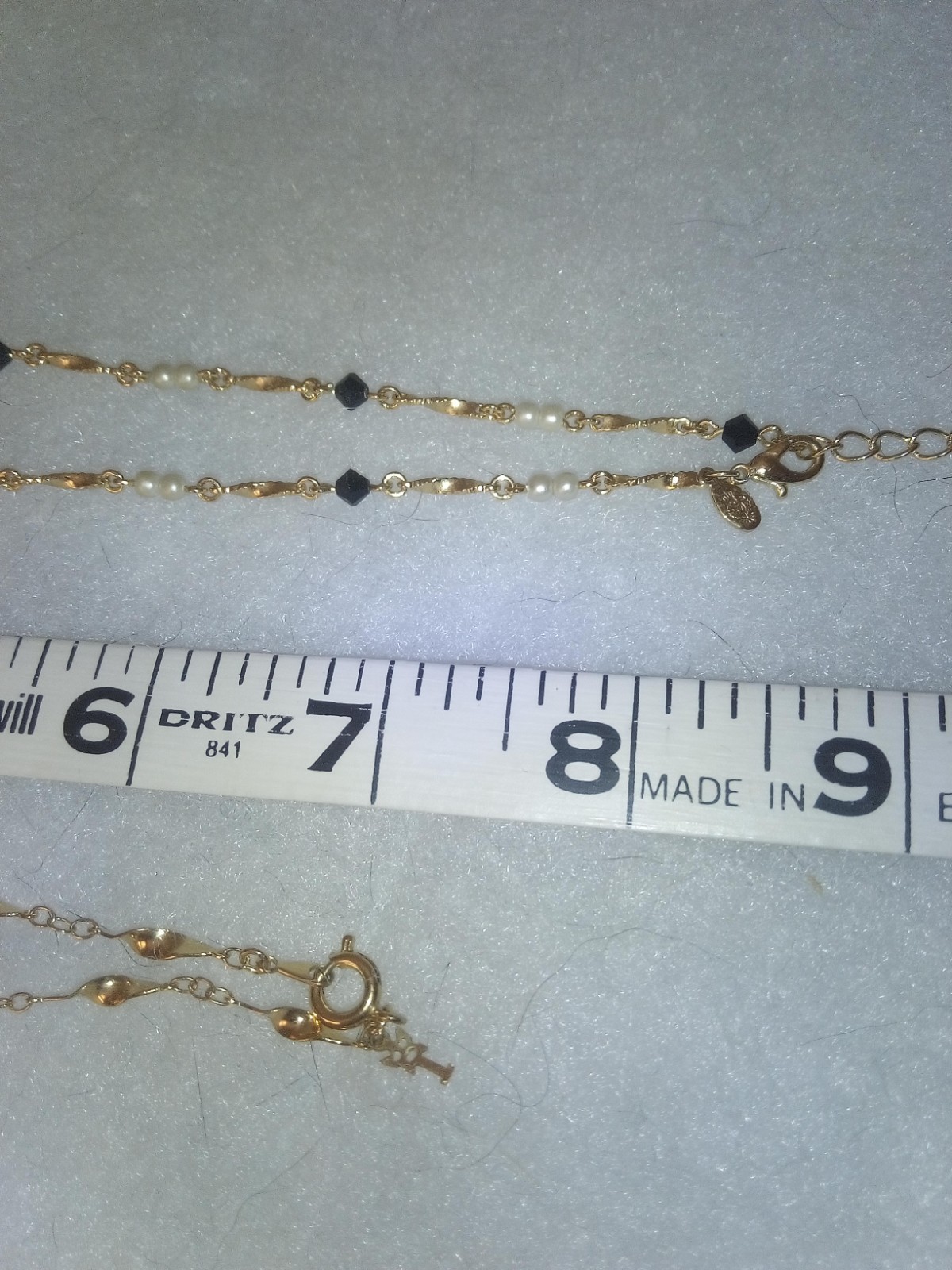 2 necklaces Complement Ea. Other, GTone, 1 with Small Whi Beads & Plastic Oval
