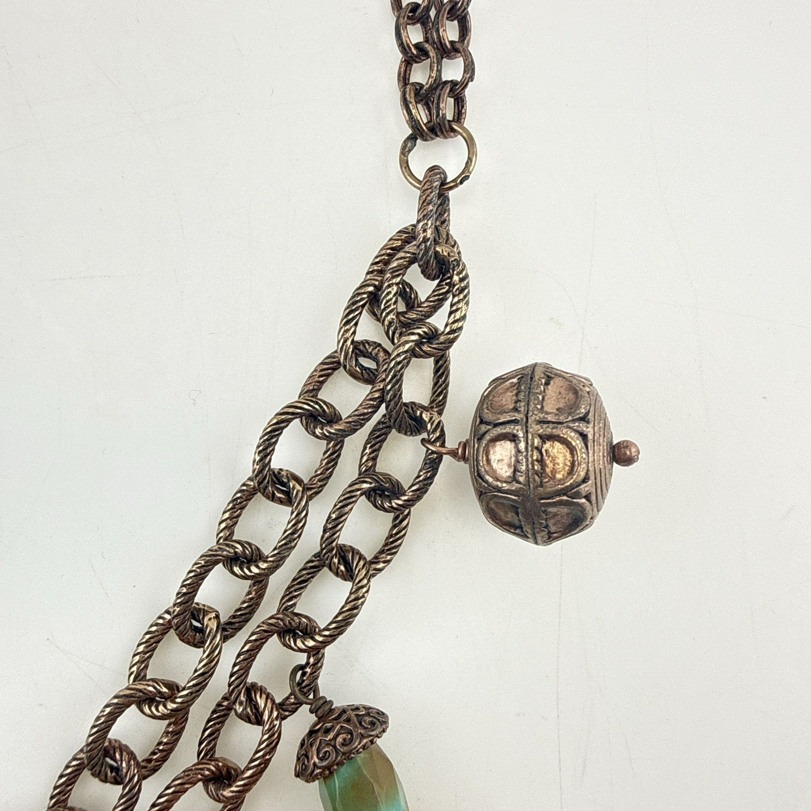 Deb Guyot Necklace Turquoise Chunky Bronze Boho Mixed Metals Artisan Southwest