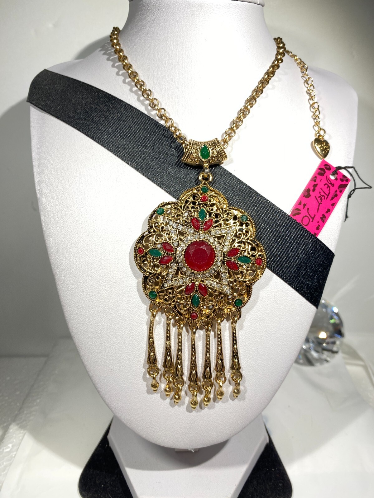 BETSEY JOHNSON BOHEMIAN GOLD OCTAGON CENTER STAR MULTICOLOR DANGLE PENDANT