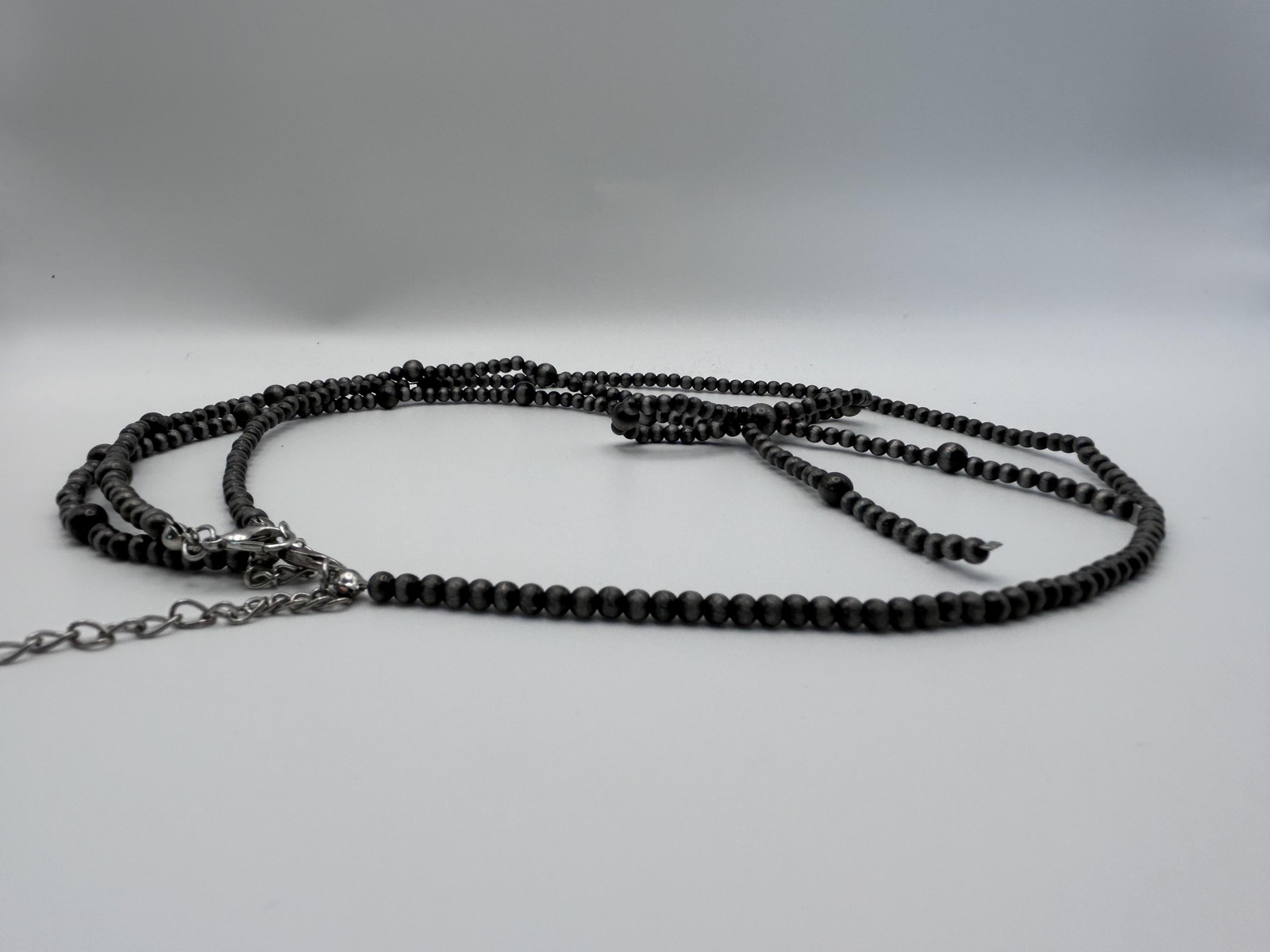 Necklace Black Beaded Layered Y-Drop Bow Tassel Lobster Clasp Fashion Statement