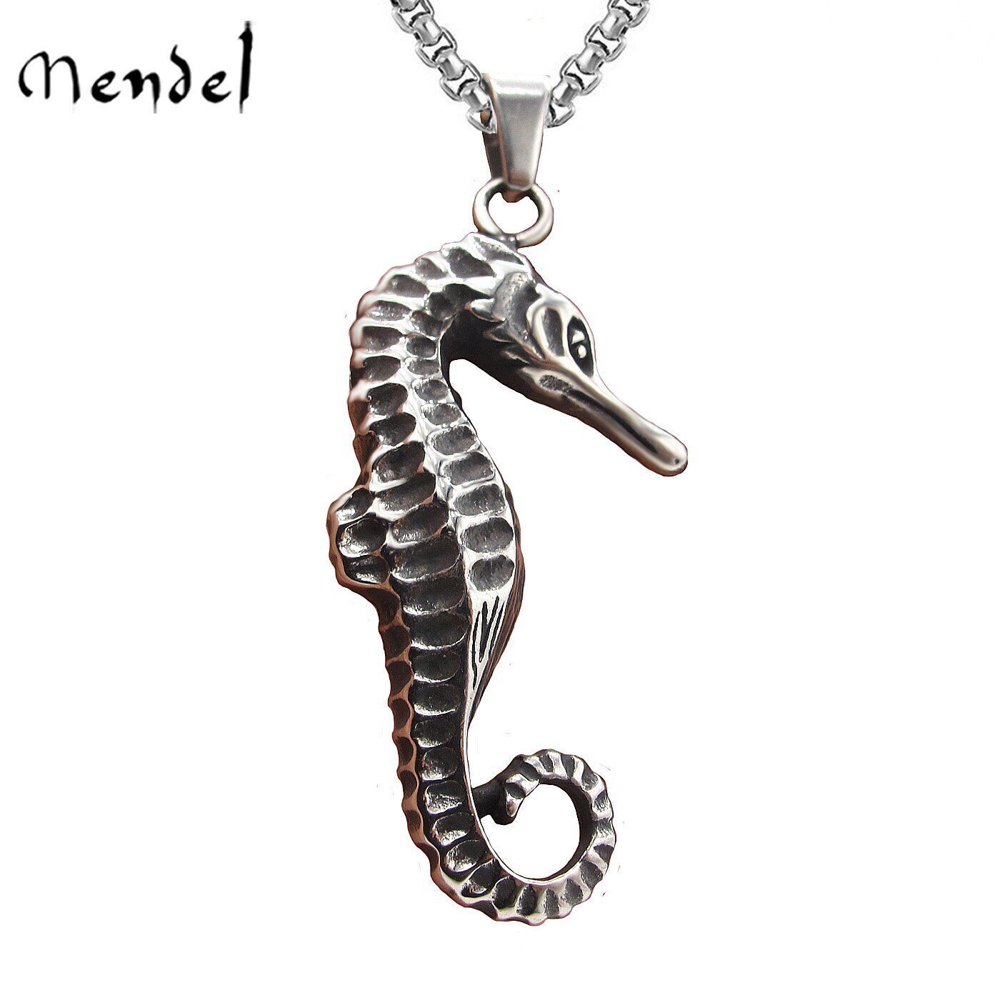 MENDEL Mens Womens Stainless Steel Beach Seahorse Pendant Necklace Jewelry Charm