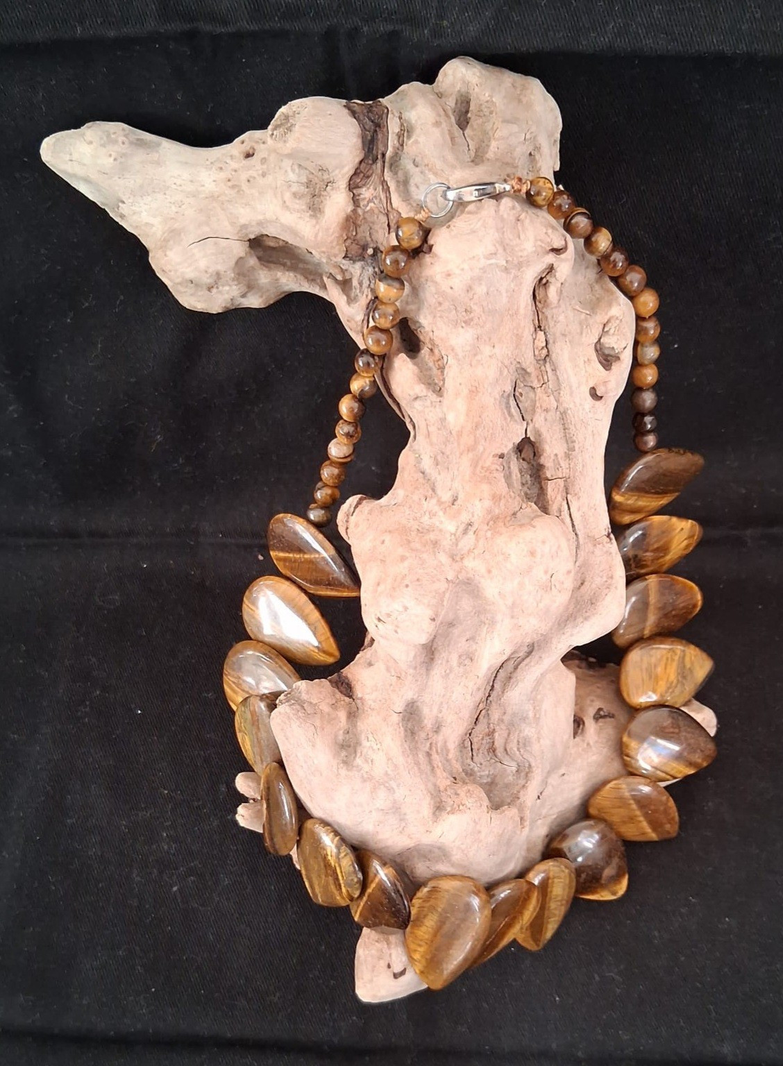 Resin Chunky Necklace Brown With Tigers Eye Effect
