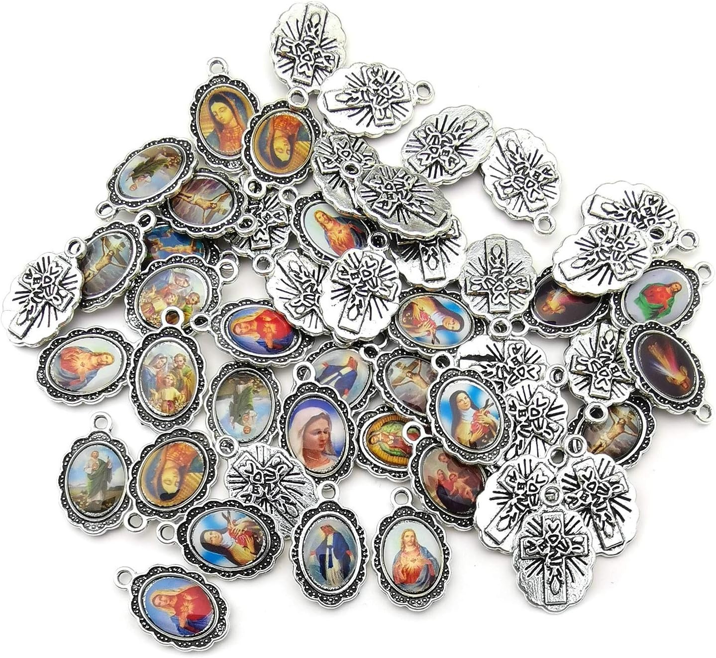 Zinc Alloy 50pcs Antique Silver Enamel Charms – Unique DIY Jewelry Accessory
