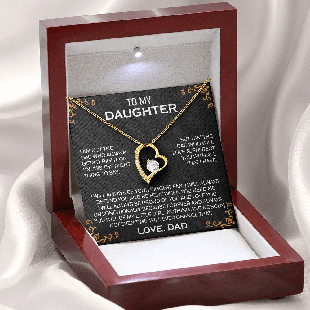 Cubic Zirconia Necklace Gift for Daughter from Dad with Heart Pendant Jewelry