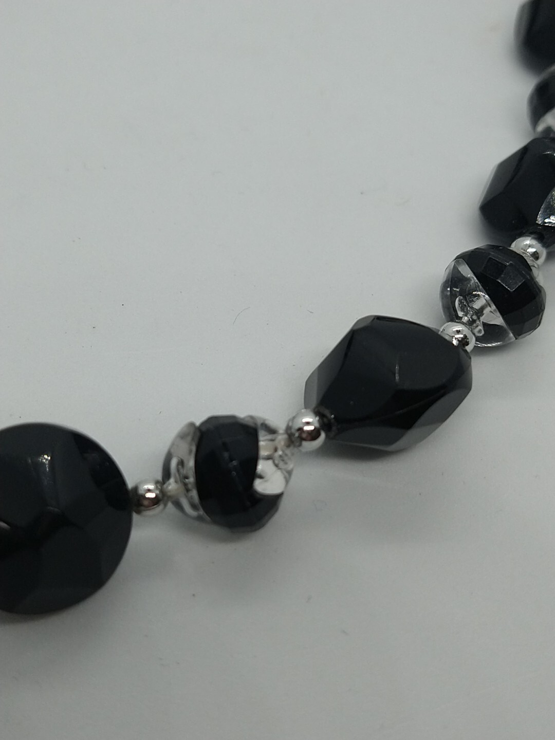 Necklace black Goth clear vintage beads vintage style retro Halloween y2k 1990′