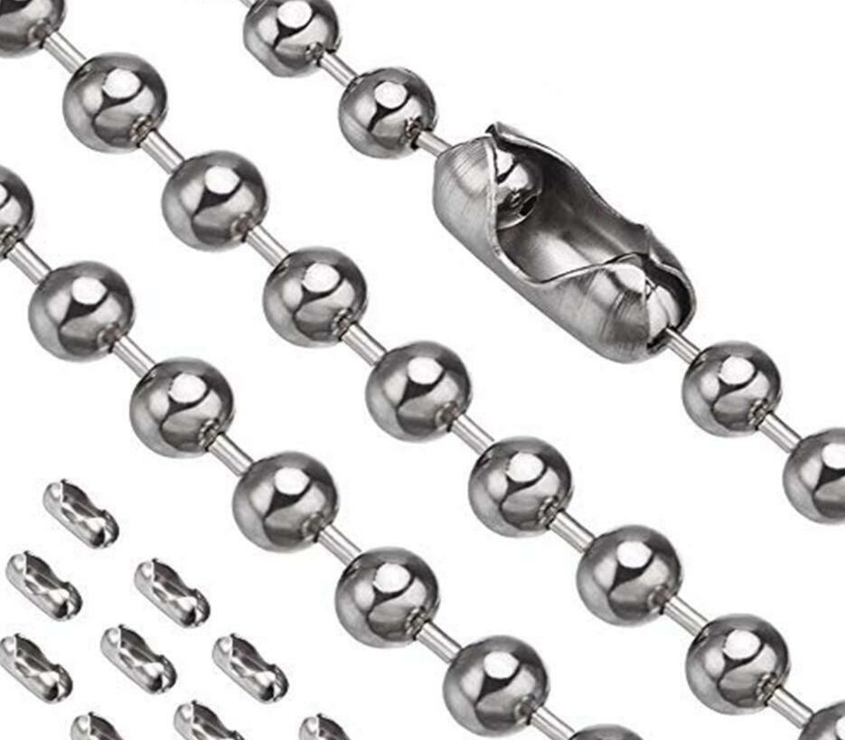 Large Women Mens Necklace Ball Beads Chain Stainless Steel Silver Any Lenght