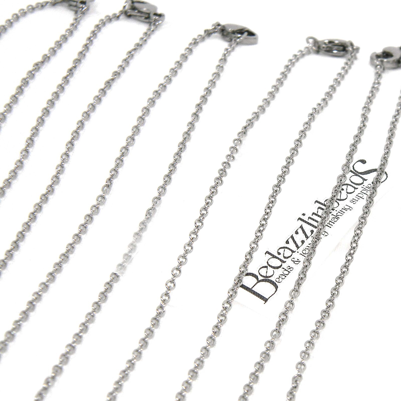 5 Dainty Surgical 304 Grade Stainless Steel Silver 1.5mm Thin Chain Necklaces