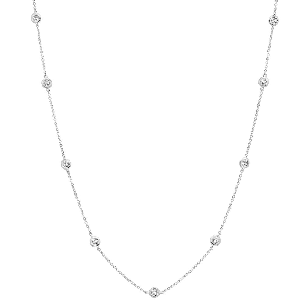 Authentic Crislu 4 mm Bezel Set Short Necklace (16″), Platinum