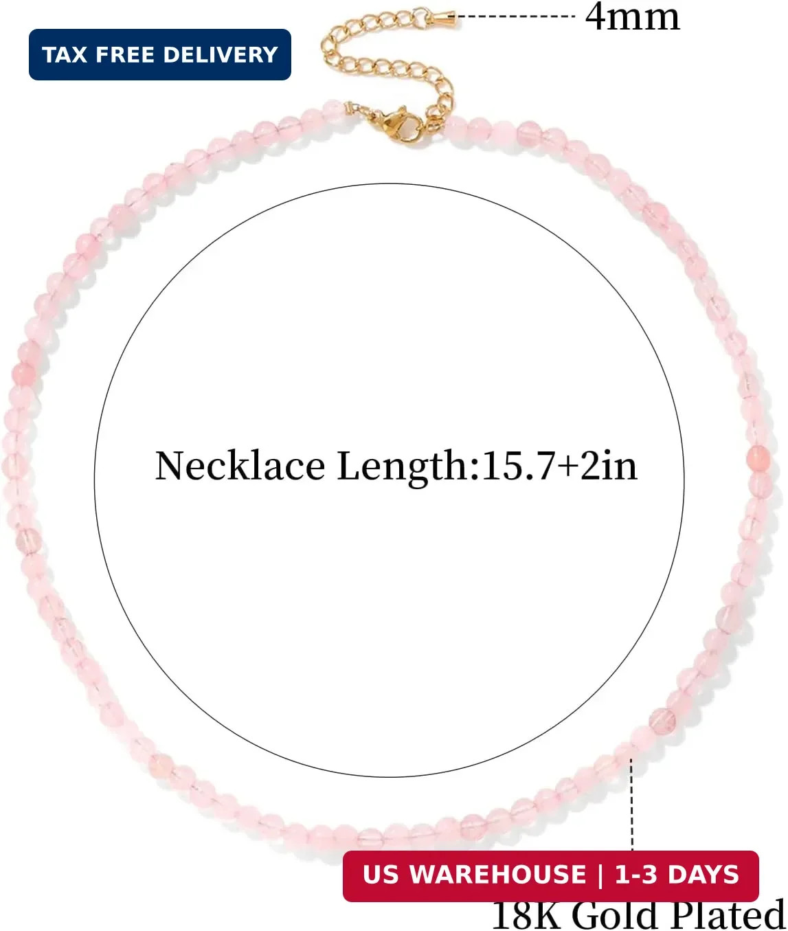 Lit Wall Crystal Necklaces for Women 4mm Handmade Natural Stone Choker Beaded Ne