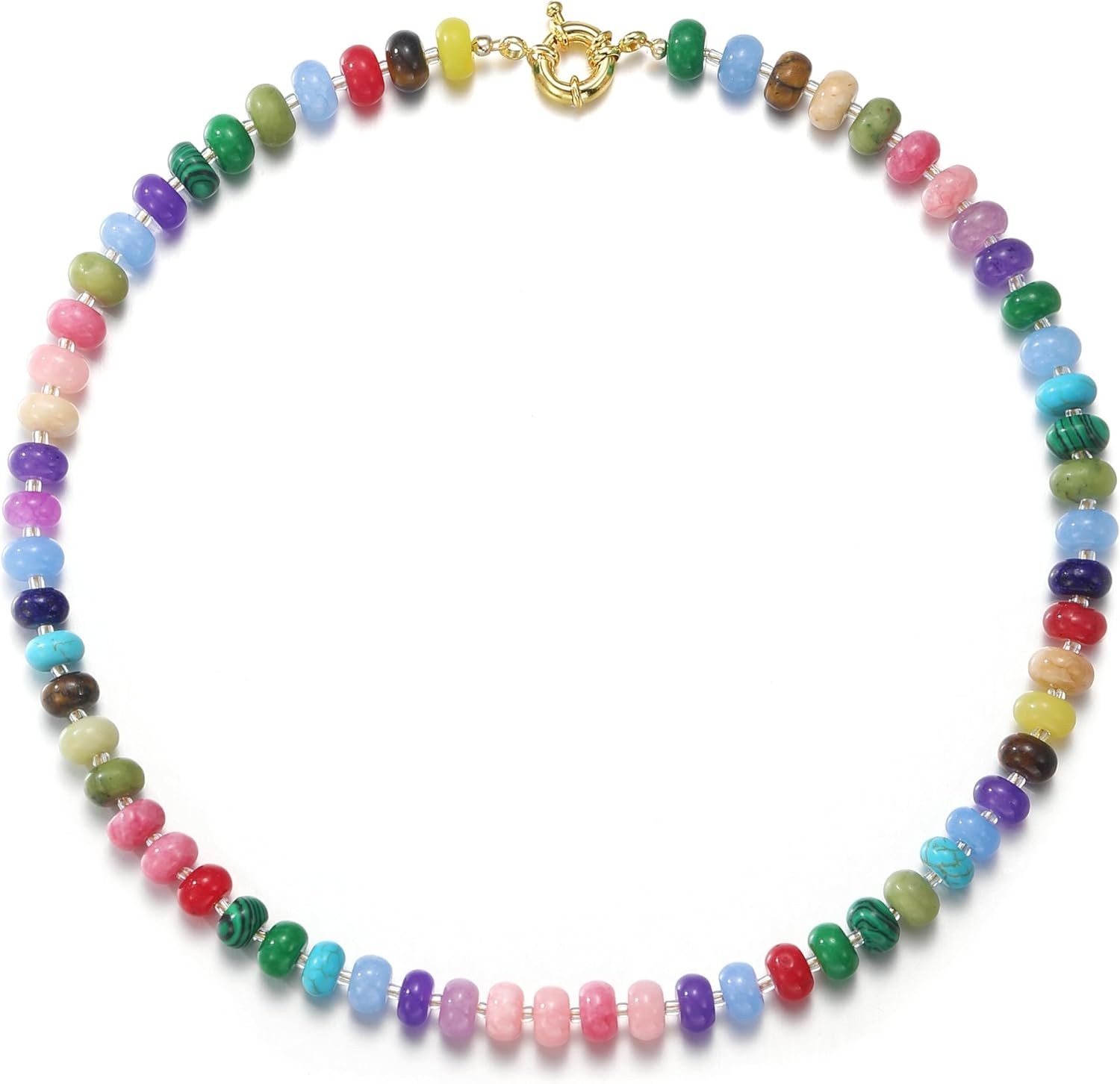 Unique Handmade Rainbow Gemstone Choker Necklace for Women – Boho Style
