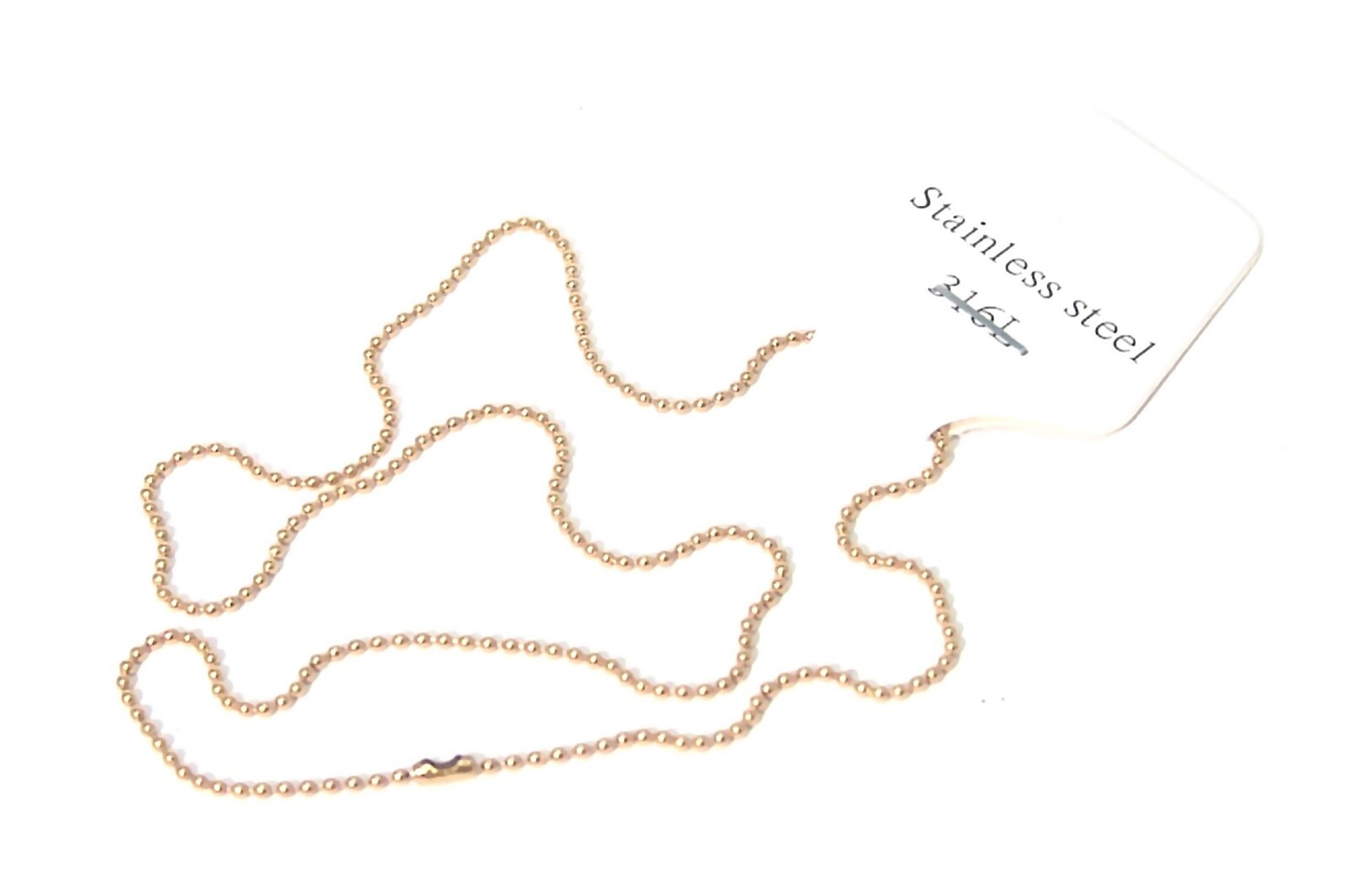 Yellow Gold PVD 1.5mm Ball Chain 18.75 inches 316L Stainless Surgical Steel