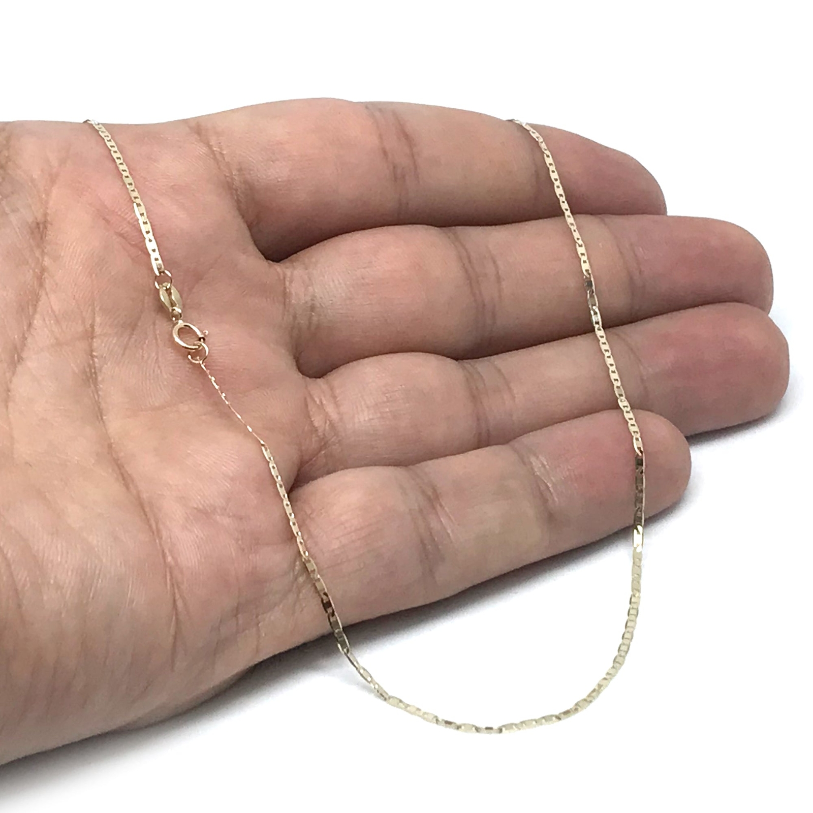 10k Yellow Real Gold Mariner Link Chain Necklace, 1.2mm, 20″