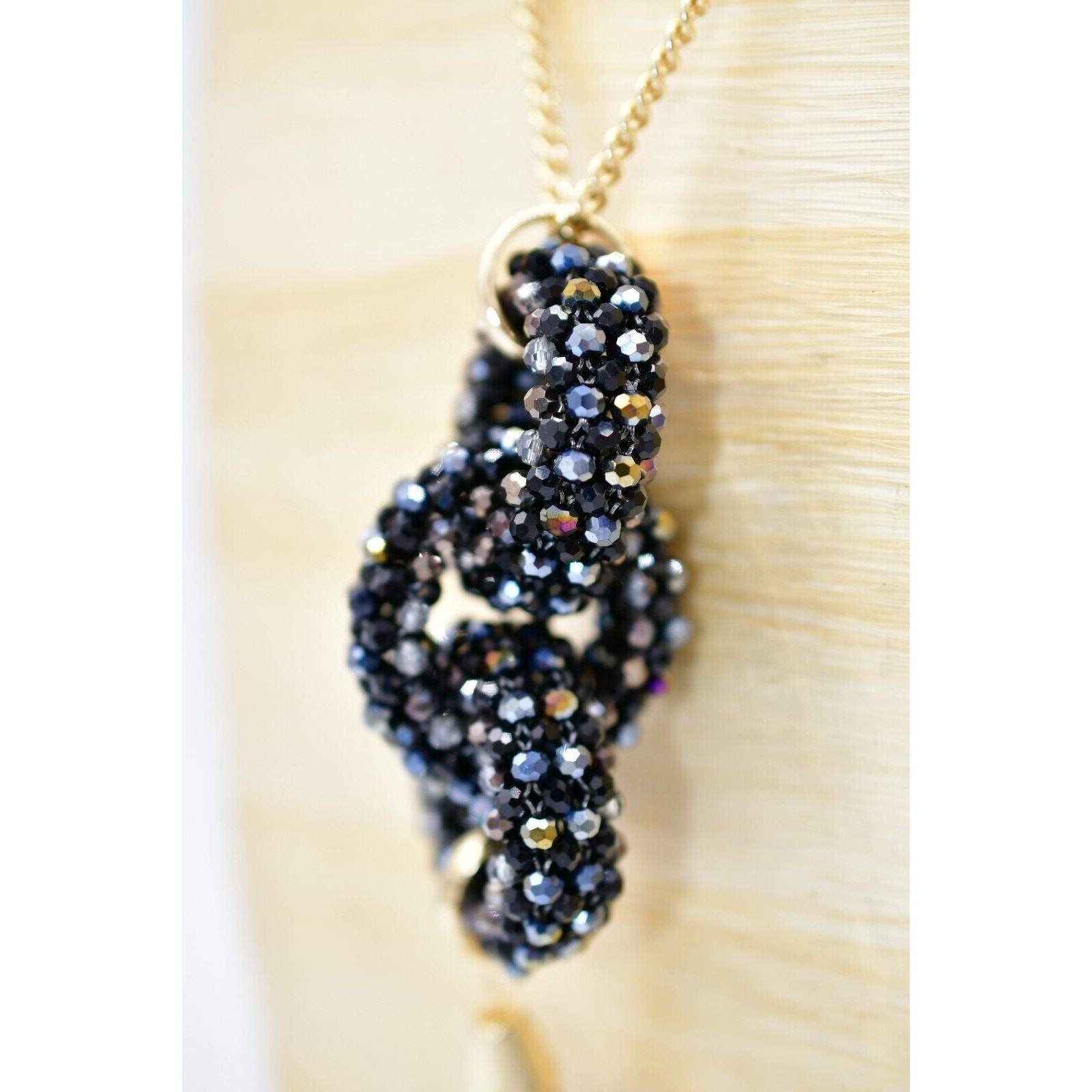INC NWT Long Statement Necklace Layered Chain Tassel Gunmetal Crystal Gold BinL