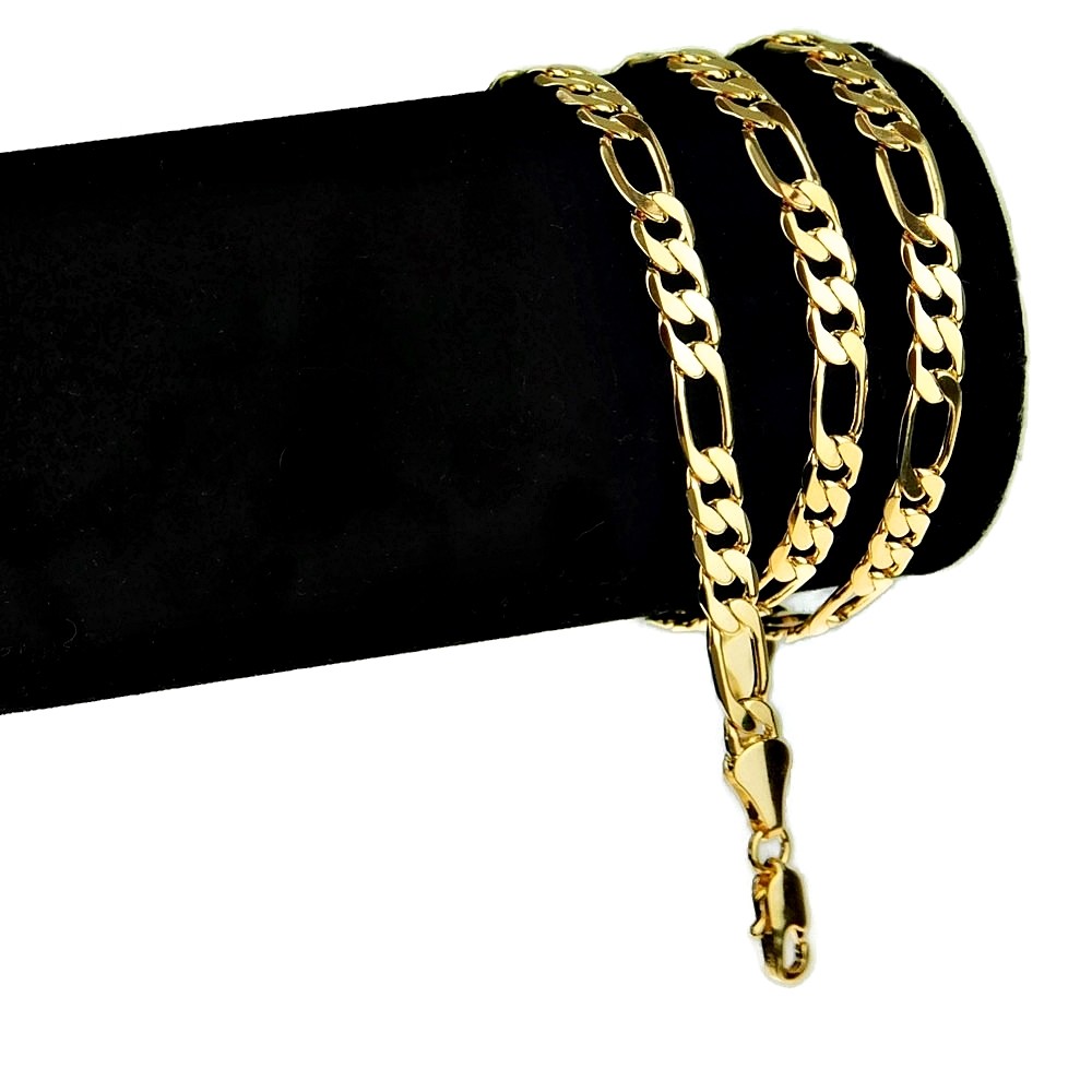 Mens 18k Gold Plated Figaro Choker 20″ Inch Long x 5.8MM Wide Chain Necklace