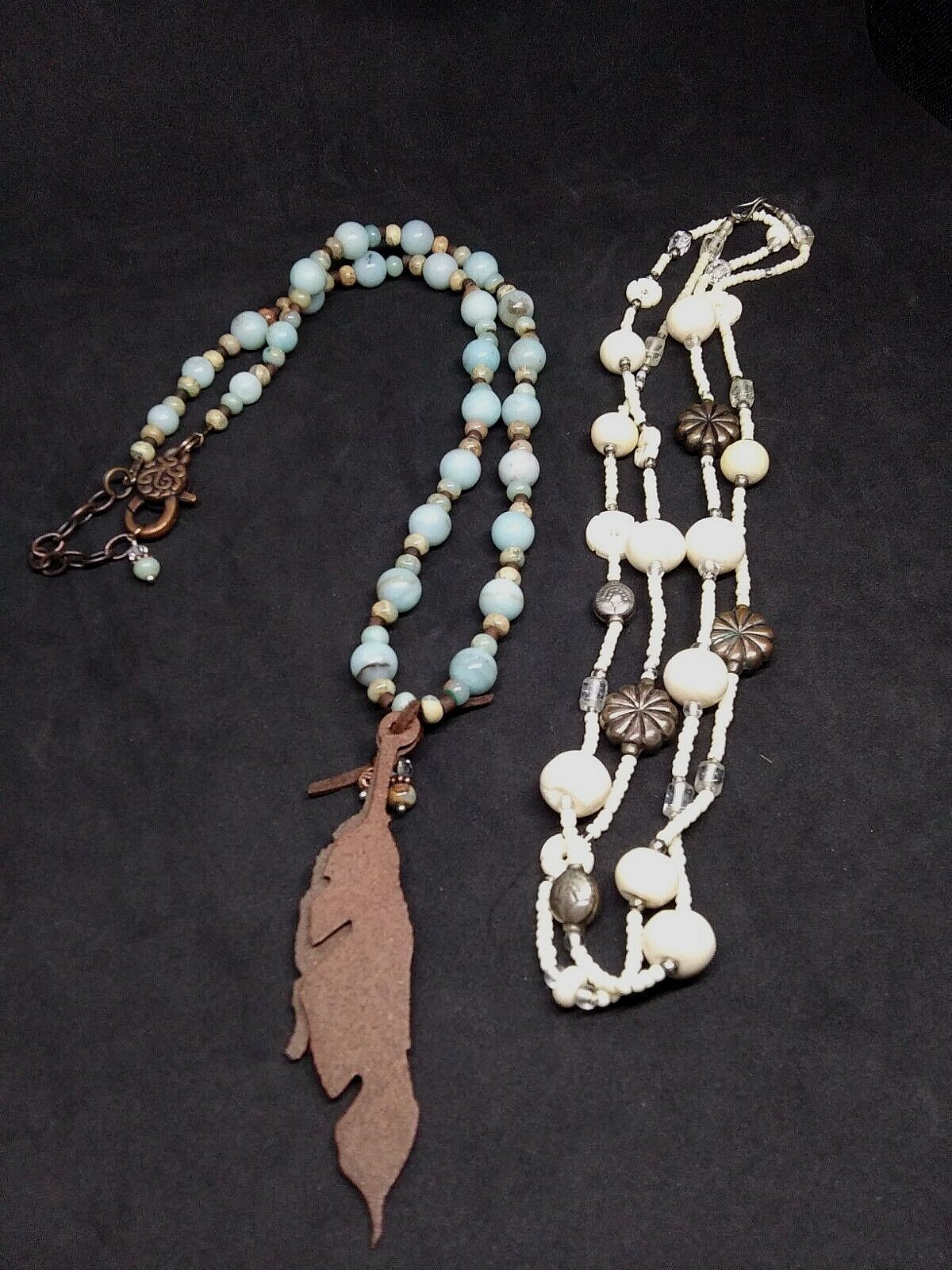 (2) Multicolored Boho Western Beaded Necklaces Colorful Costume Jewelry