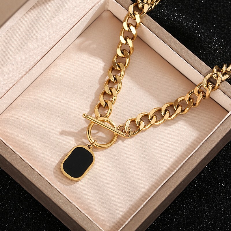 Women’s Stainless Steel Cuban Chunky Choker Necklace #MN14A