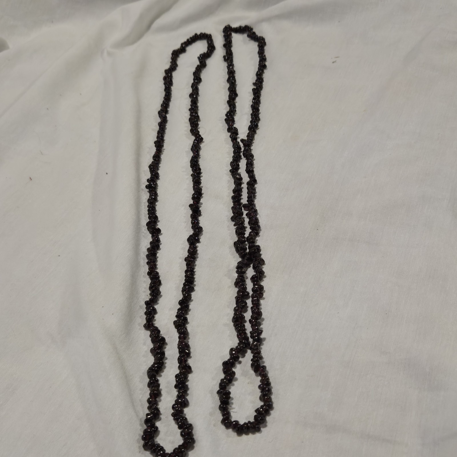 Lot of 2 Vintage Natural Garnet Chip Necklaces – Matching 17″ Strand Set Boho
