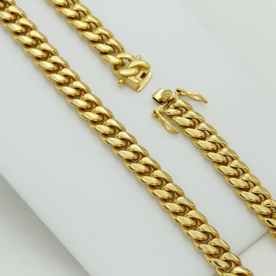 Men’s 20″Stainless Steel 8mm Miami Cuban Curb Chain Gold plated +Box