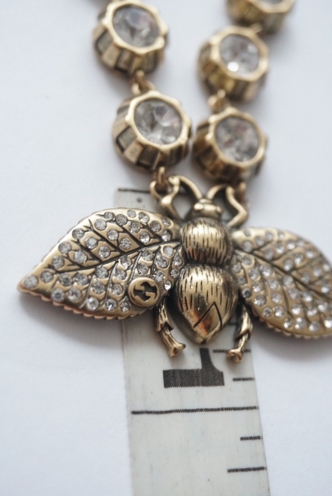 100% Authentic GUCCI Necklace logo GG box & duster bee