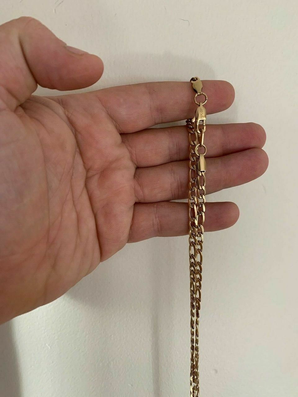 Men’s Gold Figaro Chain 5mm 14k Yellow Gold Over Stainless Steel 18-30″ Lengths