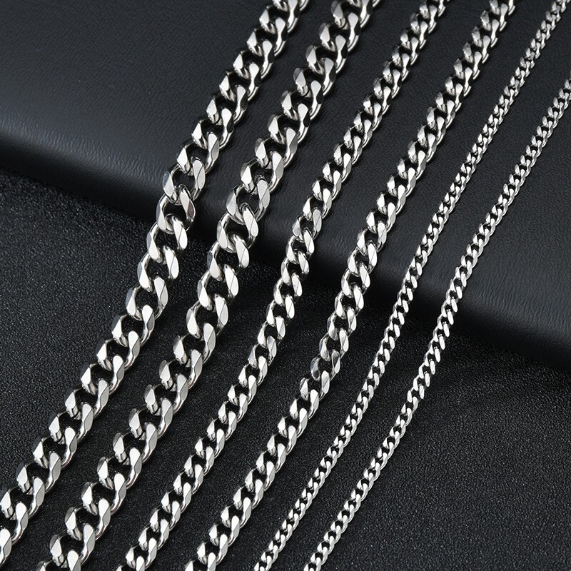 3/5/7/mm Stainless Steel Cuban Curb Chain Silver 16″-28″ Mens Choker Necklace