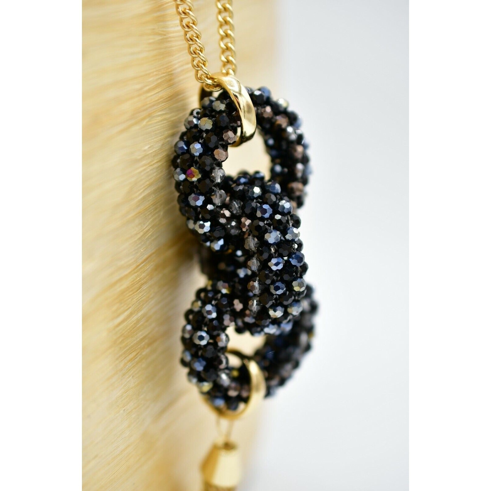INC NWT Long Statement Necklace Layered Chain Tassel Gunmetal Crystal Gold BinL