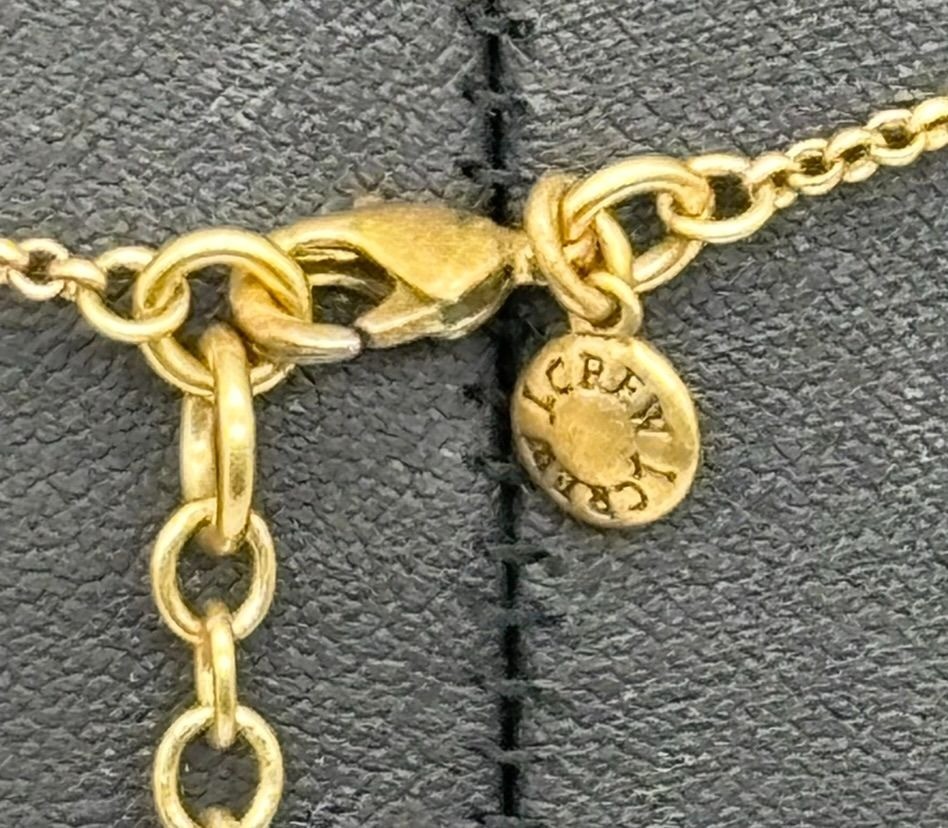 J. Crew Long Brass Gold-Tone Necklace Dangling Vertical Bar Charms W Rhinestones