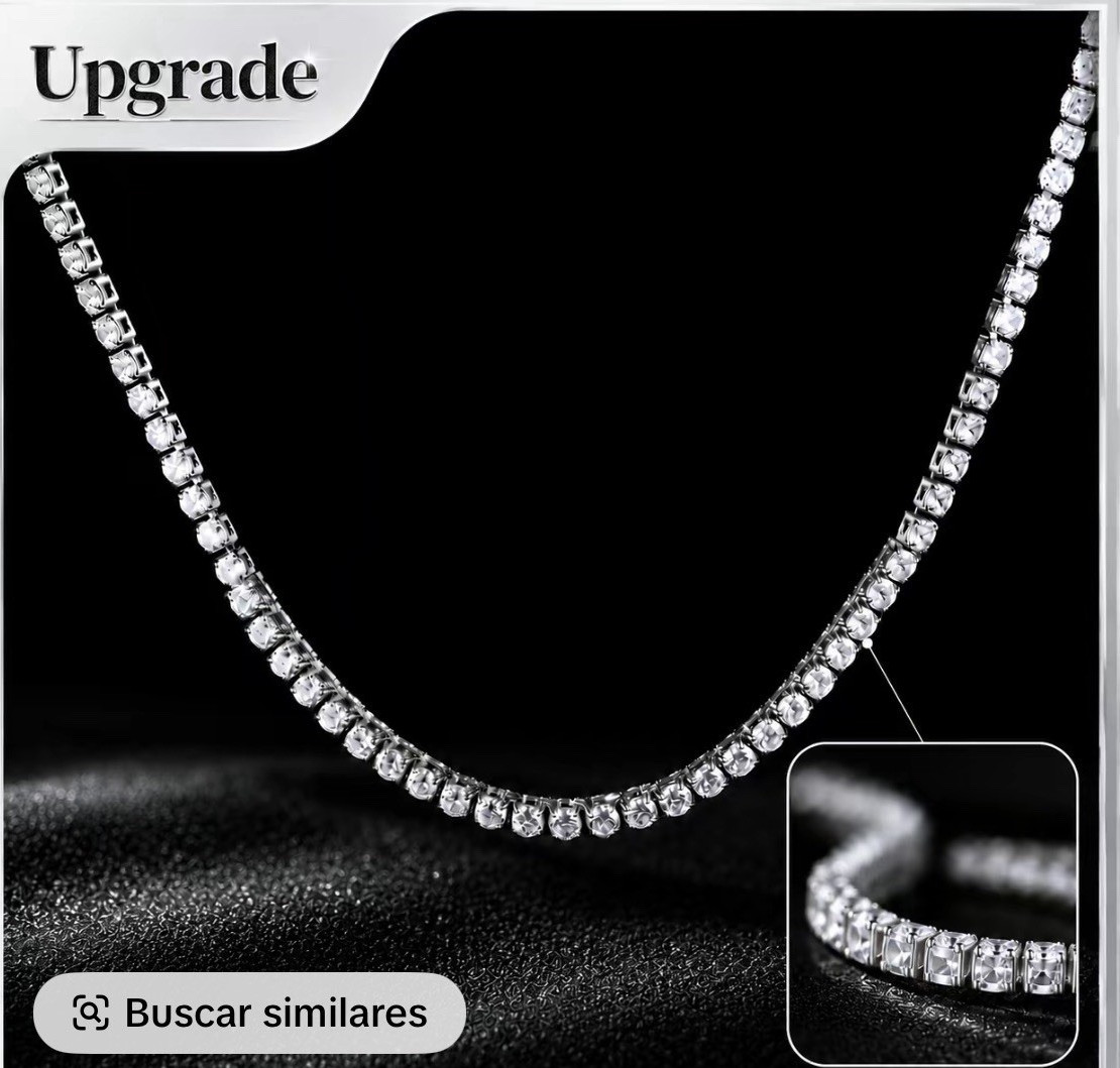 Chain Luxury Sparkling Diamond Necklace 3mm Width, Exquisite C 22inch
