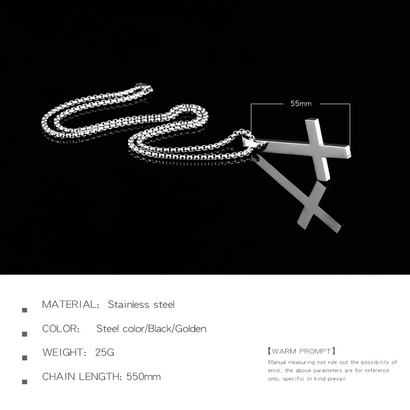 Inverted Cross Pendant Necklace Stainless Steel Male / Female Jewelry Necklace
