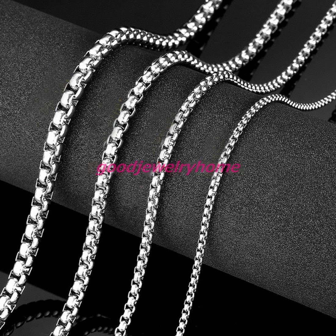 1/2/3/4/5m​m Stainless Steel Silver Box Rolo Chain Men Womens Necklace 1/5/10pcs