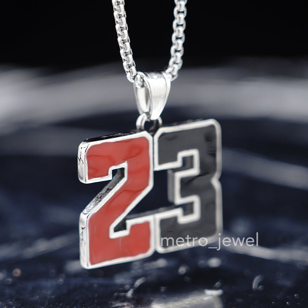Mens Number 23 Basketball Air Michael Jordan Pendant Necklace Stainless Steel