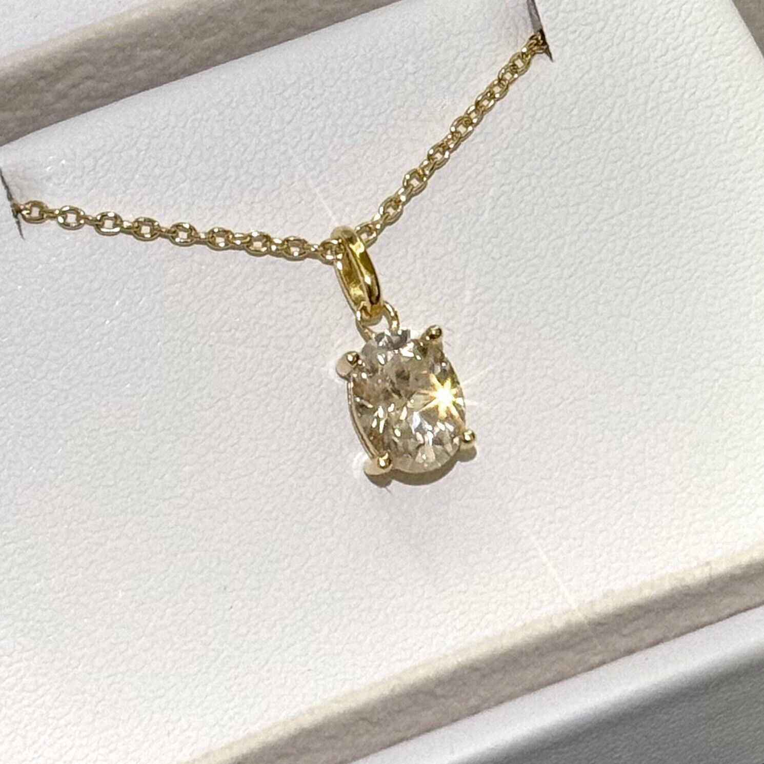 Oval Cut Moissanite Solitaire Pendant with Necklace – 925 Silver or 14k Gold