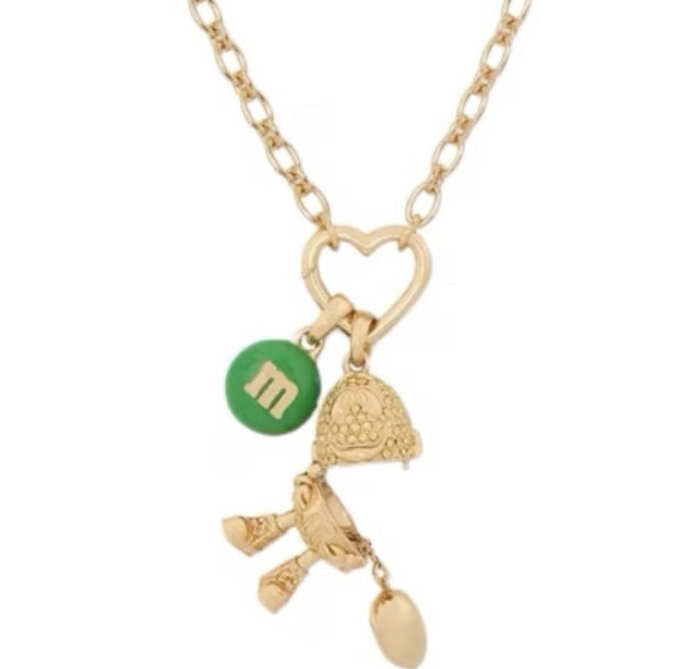 Kate Spade M&M Pendant Necklace Green Gold Statement Novelty