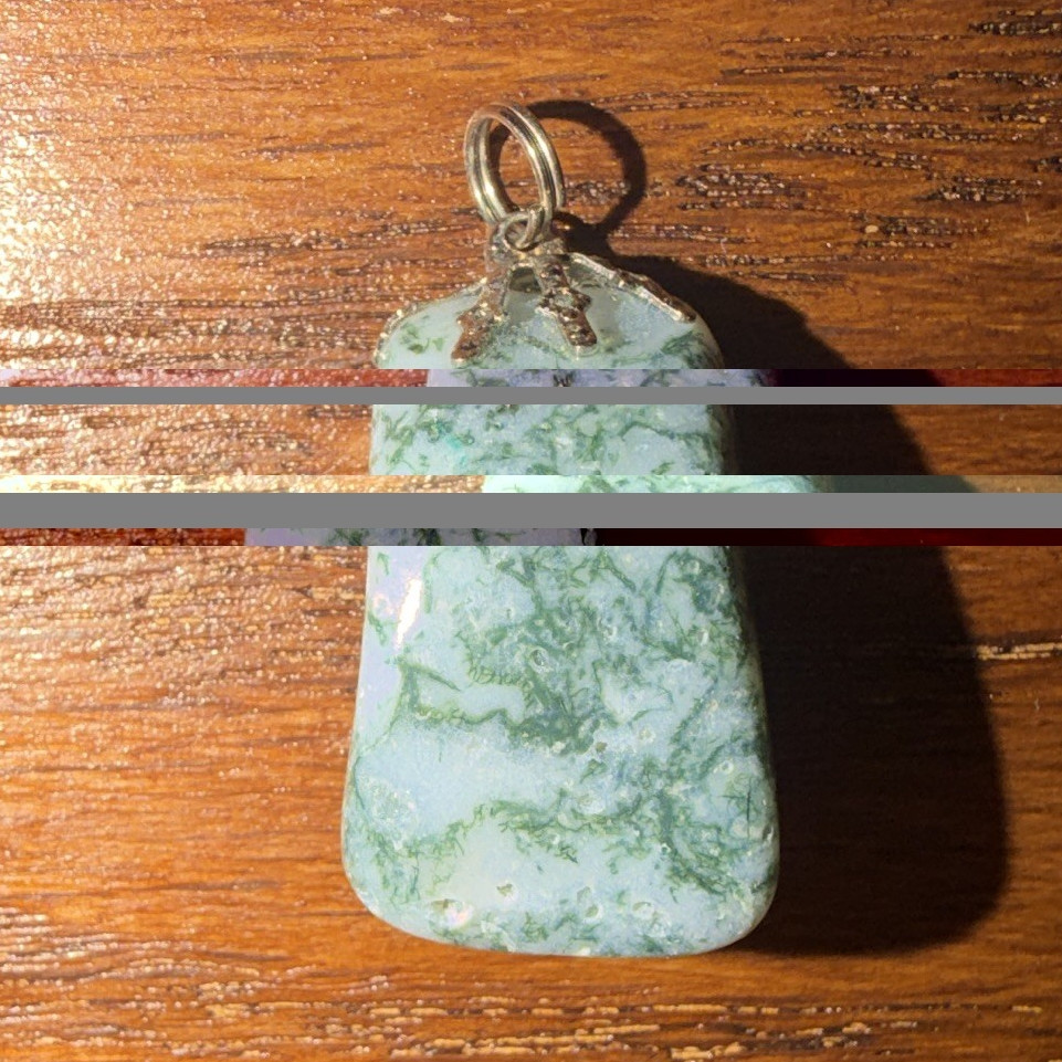 Green White Jasper Rectangle Charm Pendant w/ Bail 1 Gemstone No Chain