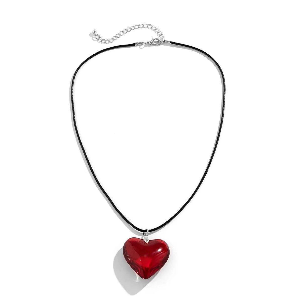 New Red Heart Pendant Large Necklace Statement Jewelry Romantic Gift