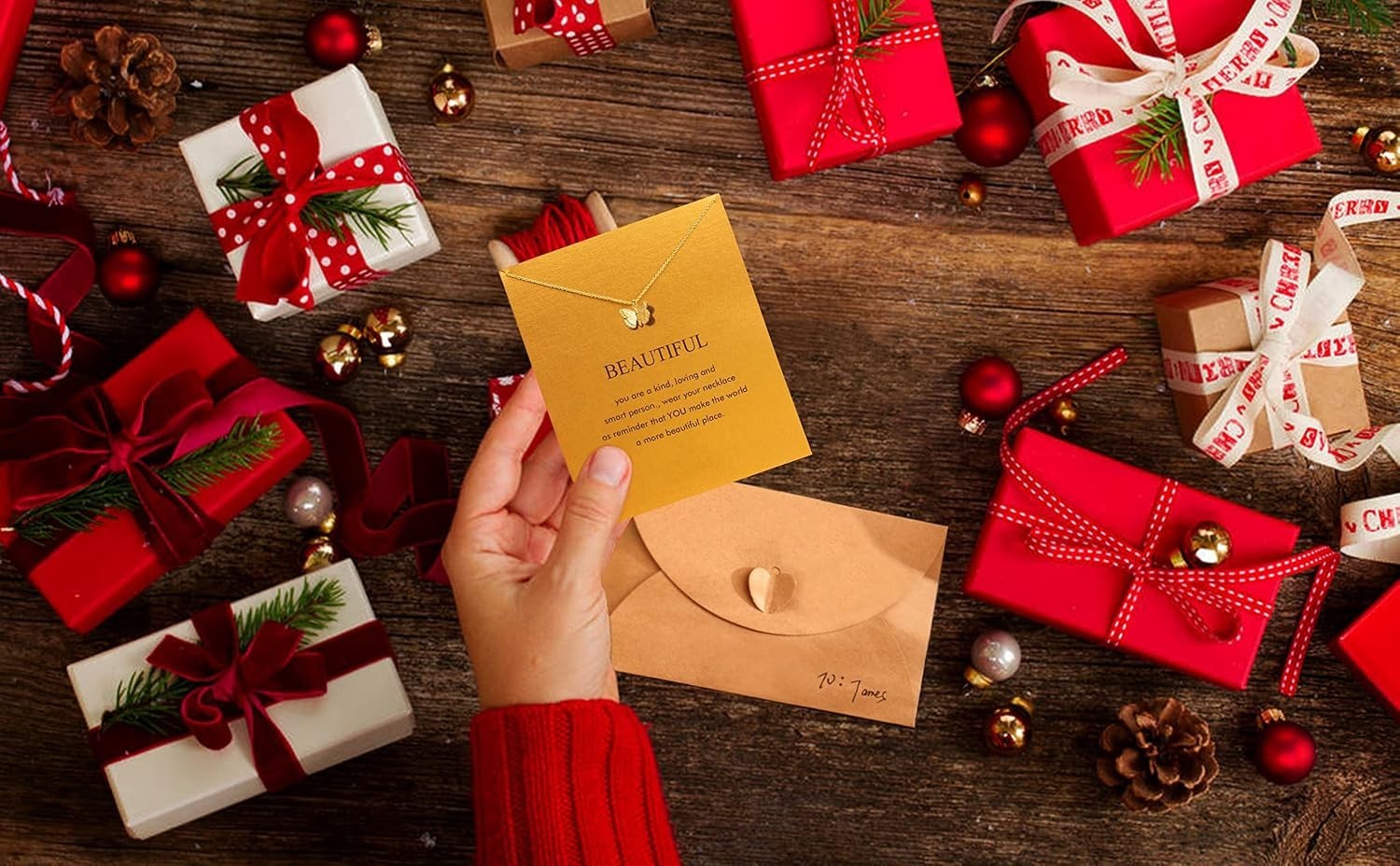 14K Gold-Plated Butterfly & Elephant Necklace with Inspirational Message Card
