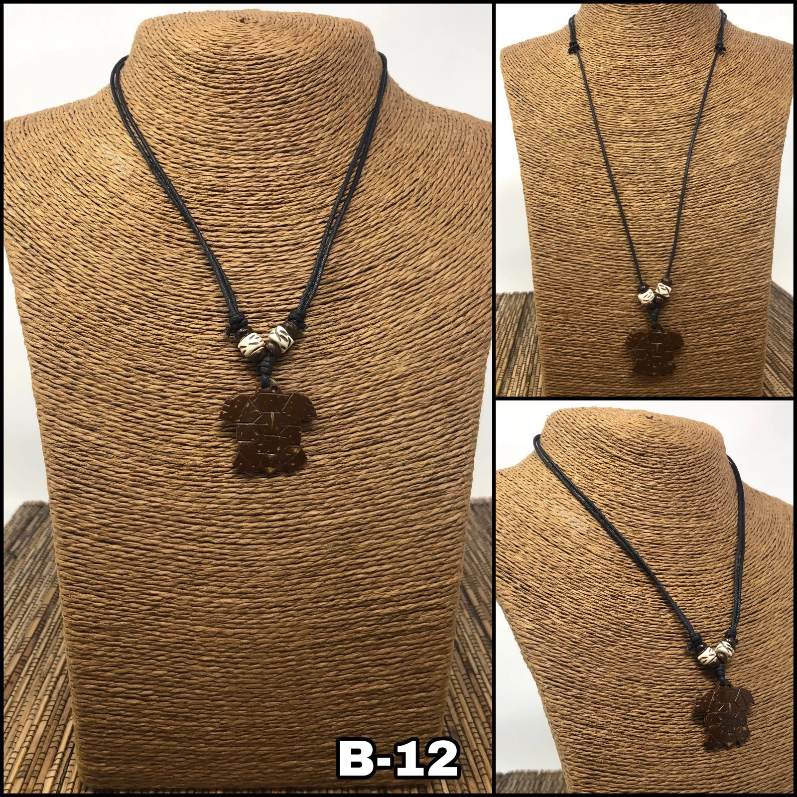 Wood Sea Turtle Necklace Hawaiian Beach Pendant Unisex 4 Styles Adjustable