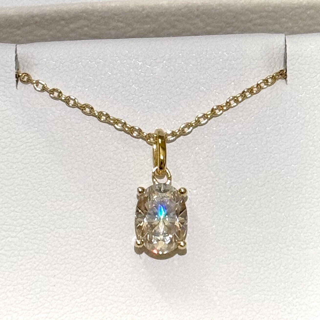 Oval Cut Moissanite Solitaire Pendant with Necklace – 925 Silver or 14k Gold