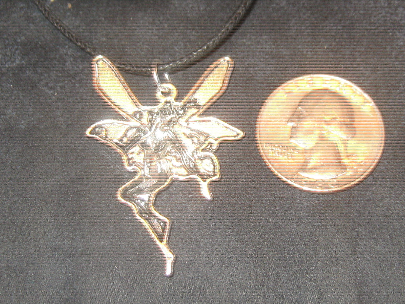 Large 40MM Silver Tone Mystic Fantasy Wiccan Nymph Fairy Charm Pendant Necklace