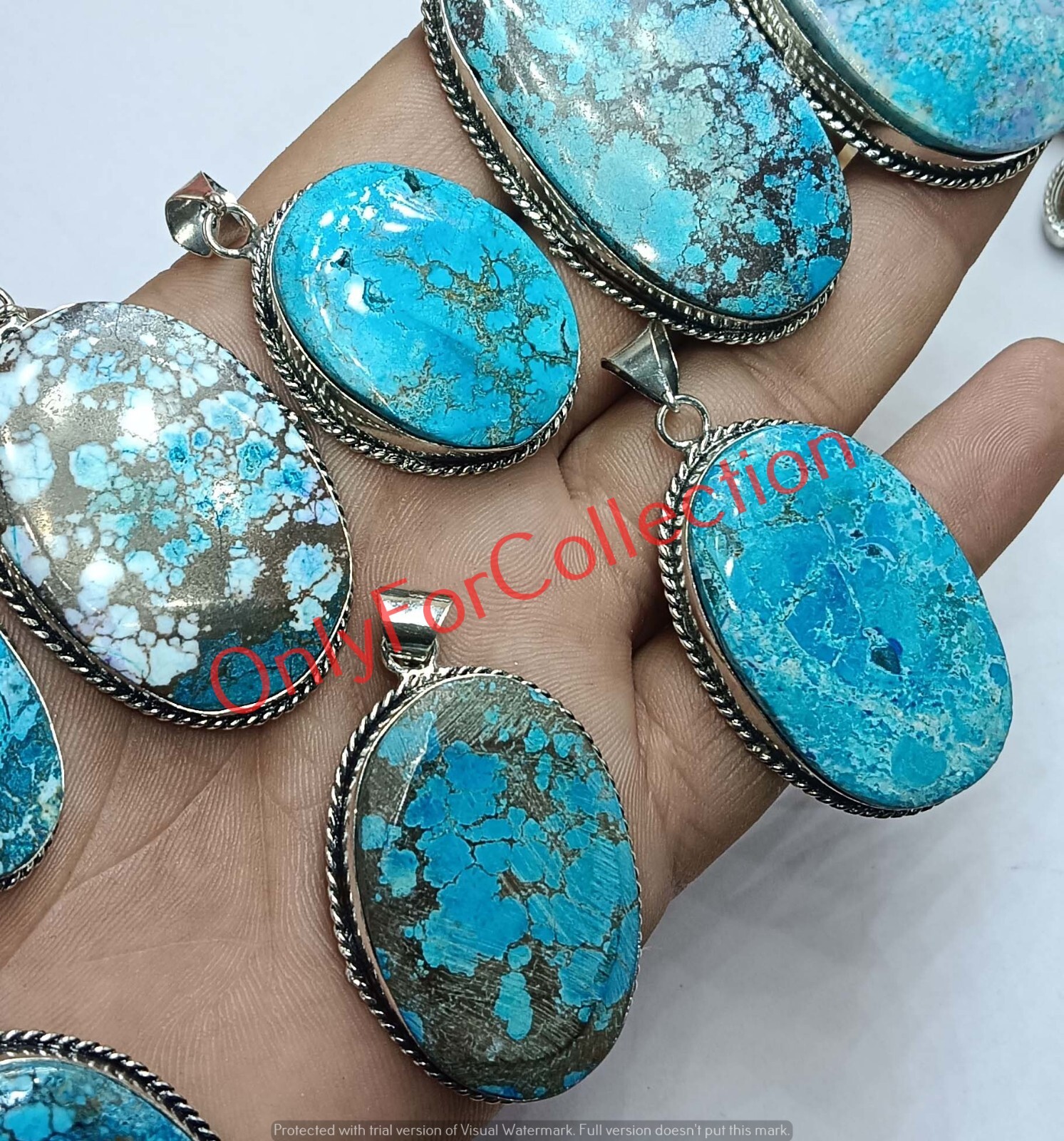 Natural Turquoise Gemstone 925 Sterling Silver Plated Wholesale Pendants Lot