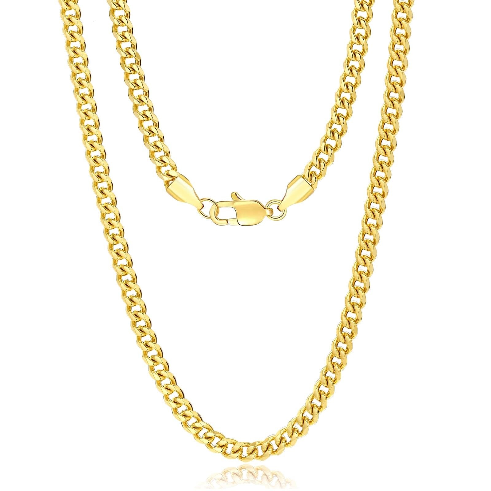 7mm 18K Real Gold Plated Cuban Link Chain for Men, Mens Stainless Steel Gold …