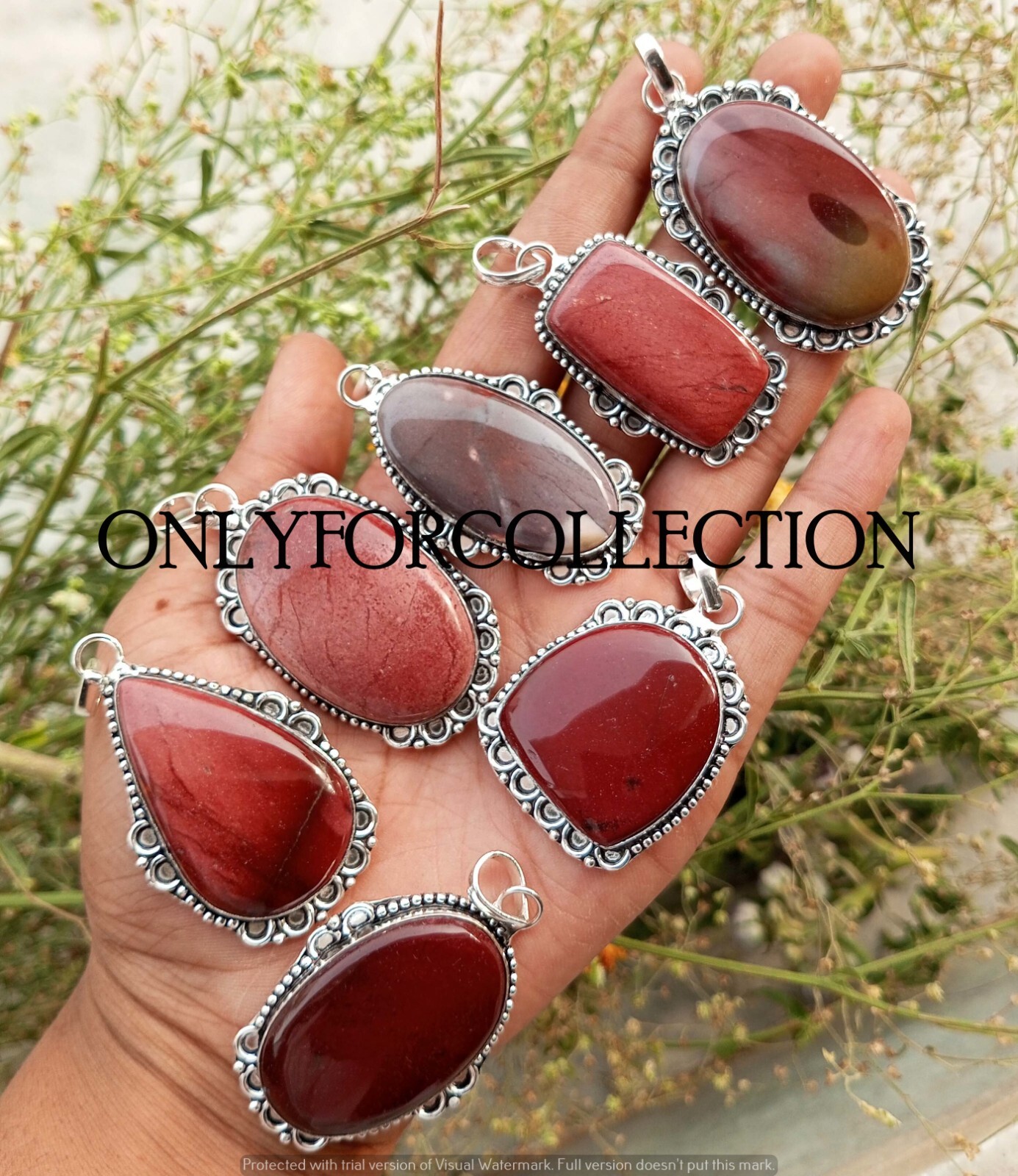 Sale Red Mookaite Jasper Gemstone 925 Sterling Silver Plated Fancy Pendants Lot