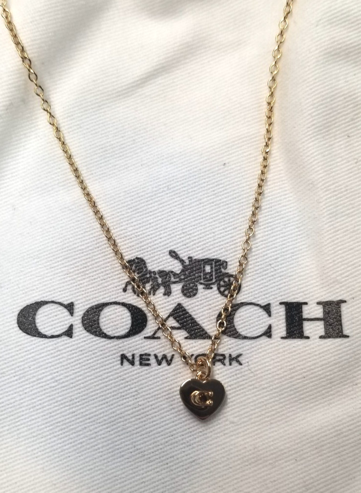 Coach Gold Tone Heart Pendant Necklace 16″+2″