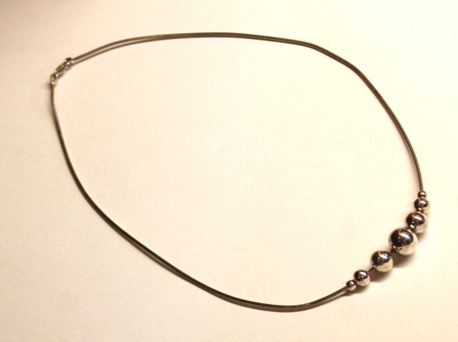 VTG Sterling Silver .925 Ball/Bead Pendant Necklace Chain 17in – 10g #179
