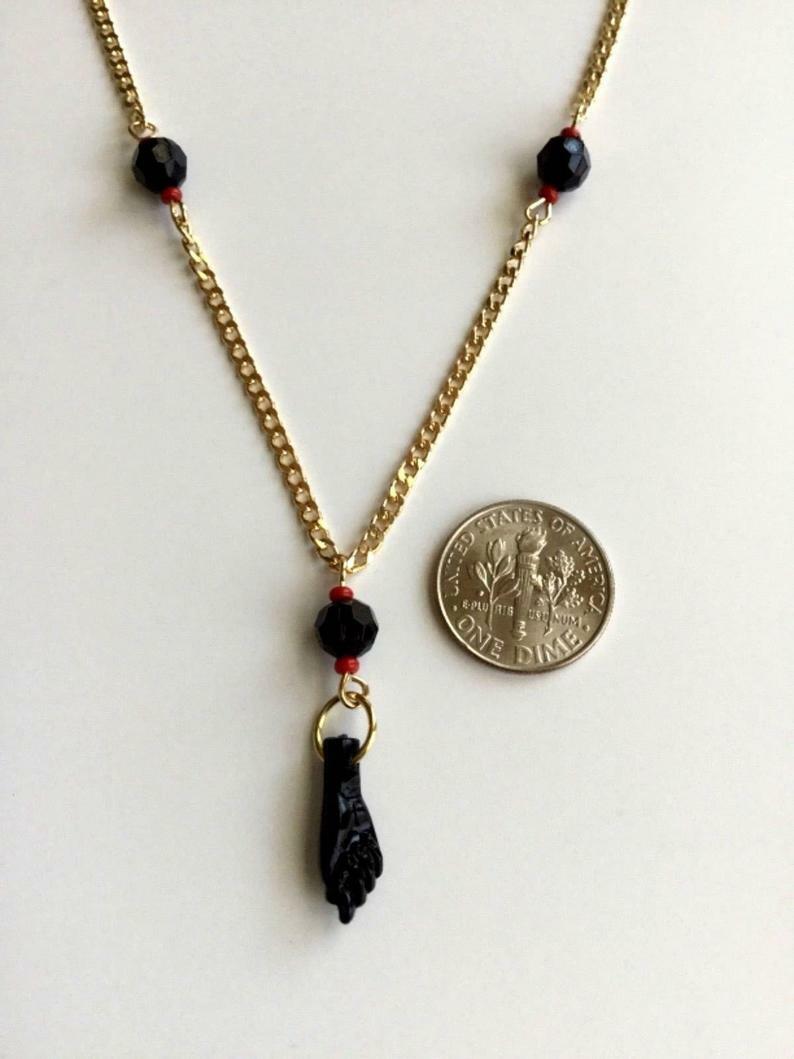 18K Gold Filled Azabache Necklace Curb Link 18″/Cadena de Azabache 18″ Largo-N74