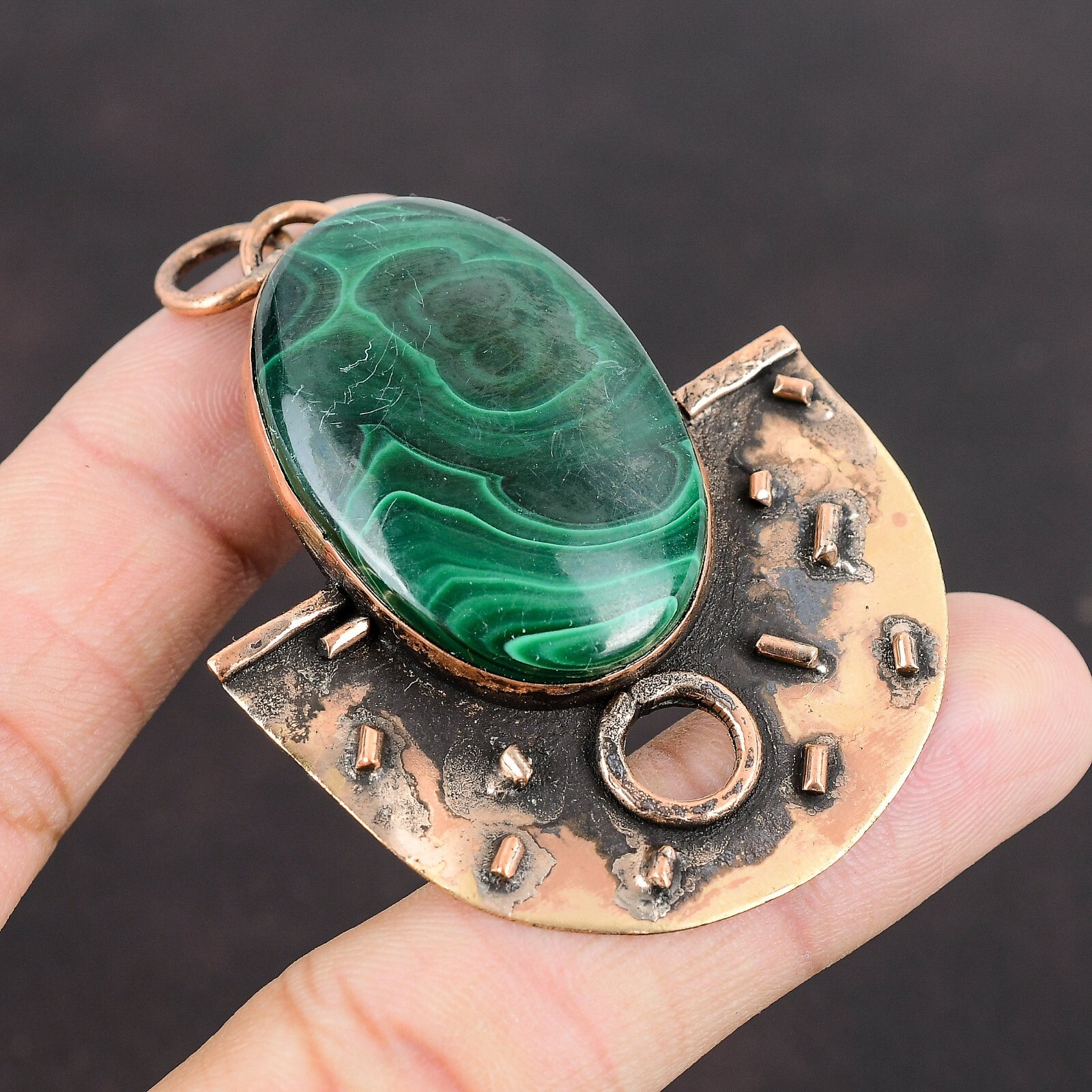 Mothers day Deal Copper Natural Malachite Elegant Wife Anniversary Boho Pendant