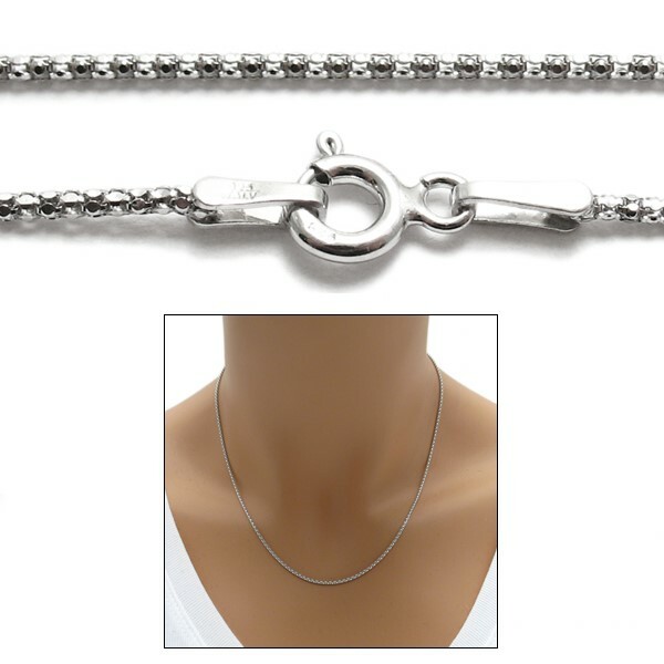 Sterling Silver RHODIUM POPCORN chain necklace 1.5mm (030 Gauge)