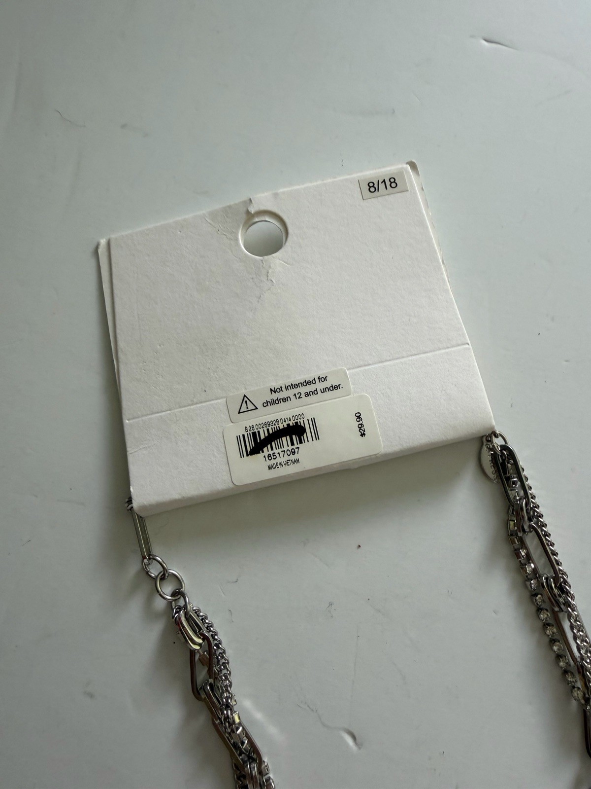 New Express Layered Multi Chain Necklace Paperclip Link Rhinestones Twisted NWT