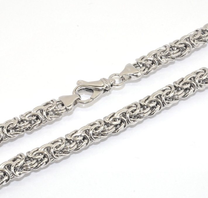 18″ Italian Shiny Domed Byzantine Chain Necklace Anti-Tarnish Sterling Silver