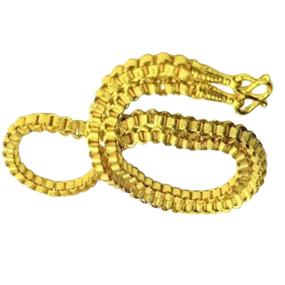 Chain Necklace 24 inches Weight 2 Baht Thai Yellow Gold Micron-Plated Amulets